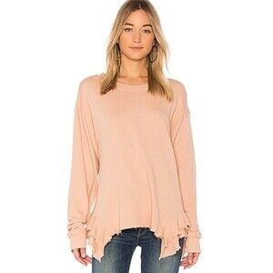 Revolve CURRENT ELLIOTT The Slouchy Ruffle Misty Rose Destroy Sweater Size 3 (L)